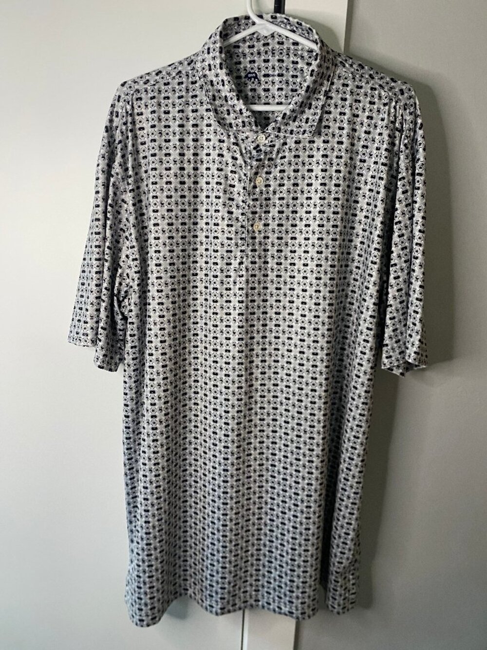 Onward Reserve Performance Polo XL Grey Grill Cooler BBQ Print Golf Shirt
